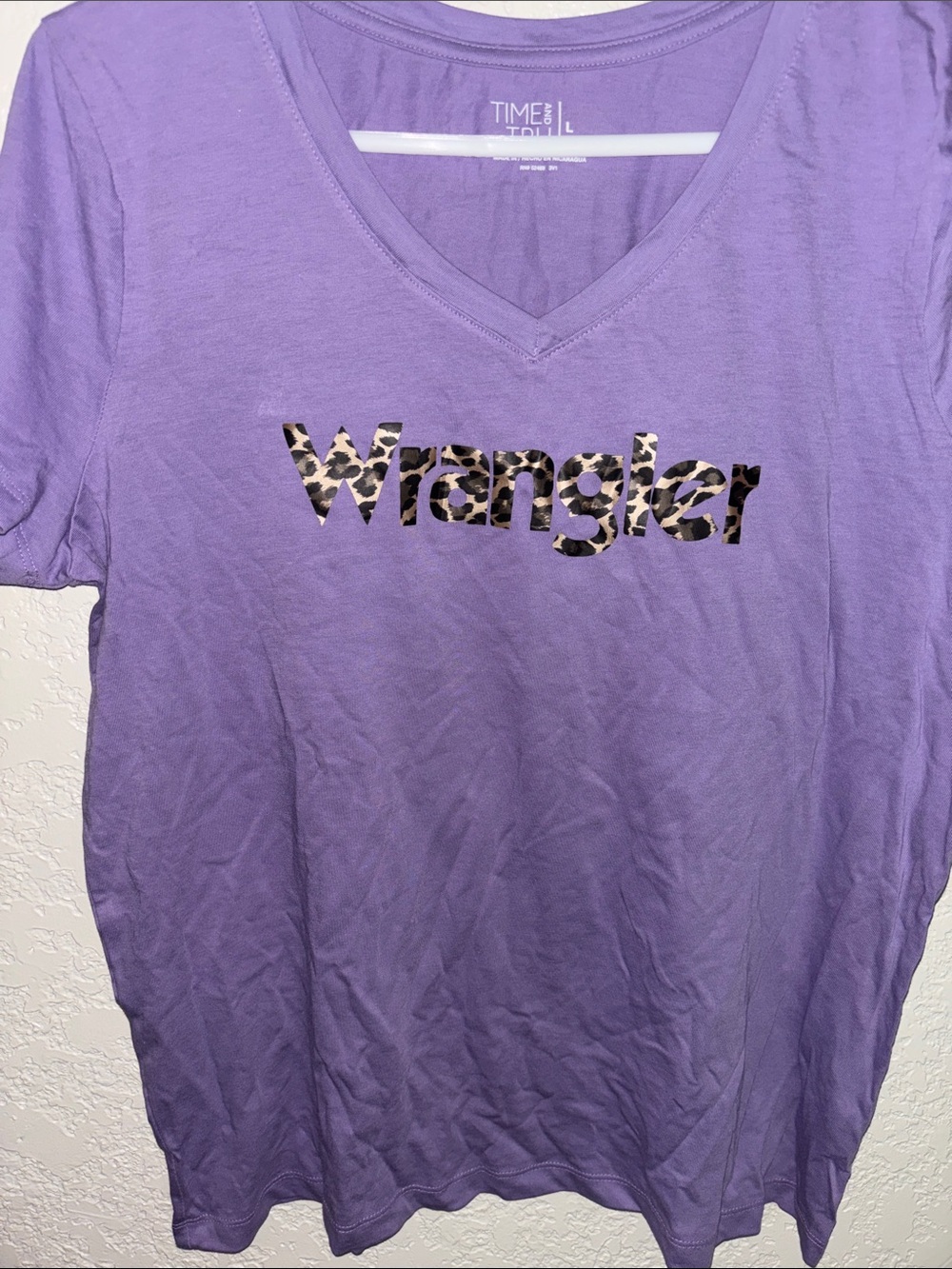 Wrangler Purple Short Sleeve Tee with Leopard Logo